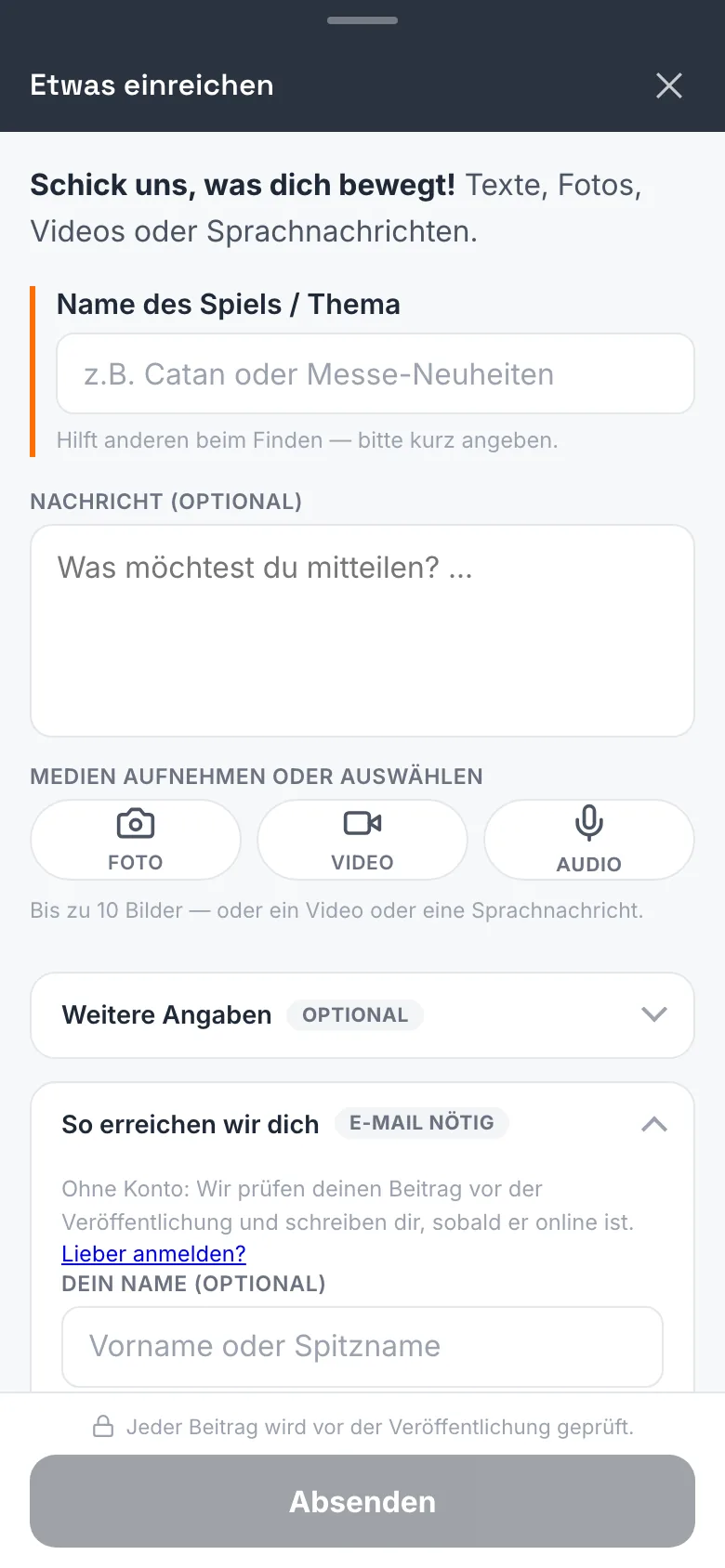 Einreichen am Handy